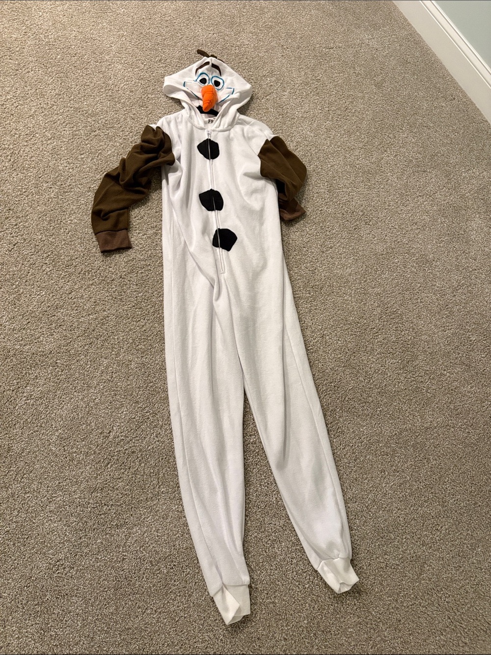Olaf Onesie Costume with Hood - White & Brown